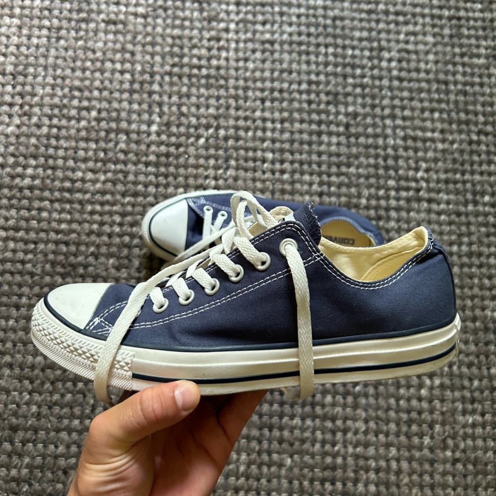Converse Navy Blue and White Low Top Sneakers